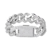 20mm Cuban Solitaire Moissanite Bracelet 8"